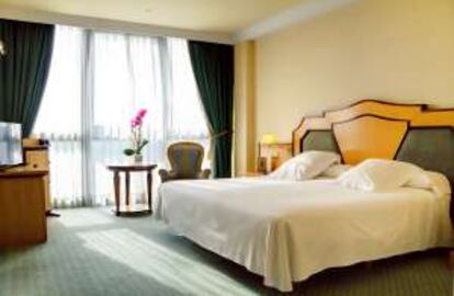 Habitación del hotel Oca Puerta del Camino,
en Santiago
de Compostela.