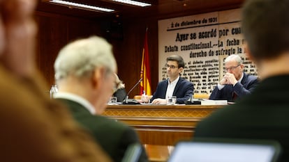 El presidente de RTVE, José Pablo López, durante su comparecencia en el Senado ante la Comisión Mixta de Control Parlamentario de la corporación, el pasado 6 de febrero.