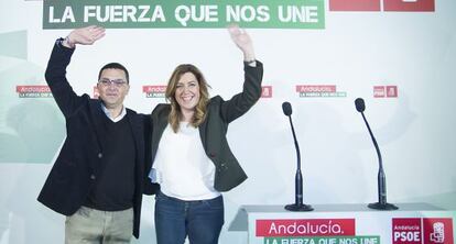 Jerónimo Guerrero y Susana Díaz, este viernes en El Coronil.