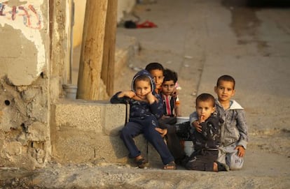 Niños palestinos en el campo de refugiados de Shati, en Gaza.