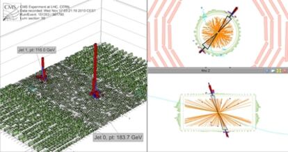 Algunas colisiones interesantes de iones pesados acelerados en el LHC y registradas en el detector CMS.