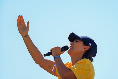 Michelle Bolsonaro, esposa de Jair Bolsonaro, en un acto político