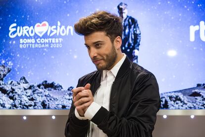 Blas Cantó el día en el que se presentó la canción 'Universo' para Eurovisión.