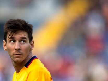 Leo Messi durante el partido contra el Málaga. Su gol dio la victoria al Barcelona. 