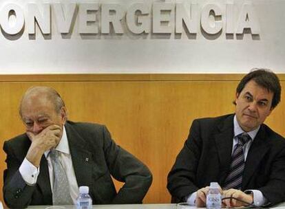 Jordi Pujol y Artur Mas en la reunión de la ejecutiva de Convergència Democràtica, ayer.