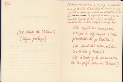 Anotaciones de Cela en un manuscrito inédito de 'La Colmena'