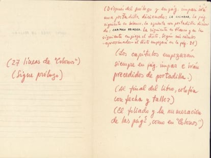 Anotaciones de Cela en un manuscrito inédito de 'La Colmena'