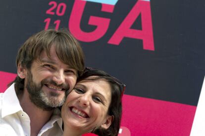 Los actores Fernando Tejero y Malena Alterio, en la presentación de la película <i>Cinco metros cuadrados<i>, de Max Lemcke, en el Festival de Cine de Málaga.</i></i>