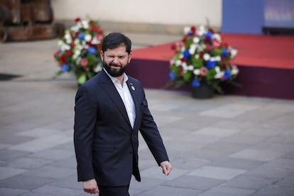 El presidente de Chile, Gabriel Boric, durante la recepción de los líderes invitados a la reunión.