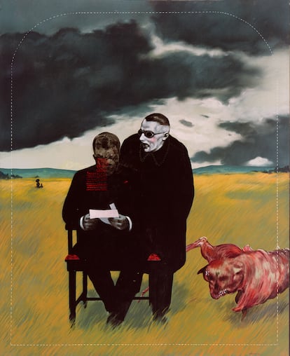 'Escena IV' (1987), de Javier Campos Cabello. Técnica mixta sobre tela.