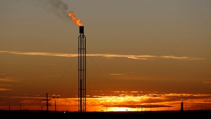 A natural gas well, in Loving County, Texas