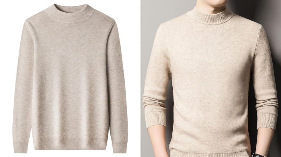 Suéter de punto de estilo clásico con cuello alto.