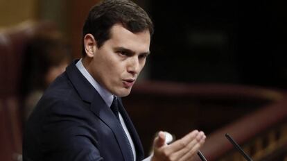 El líder de Ciudadanos, Albert Rivera, este jueves en el Congreso.