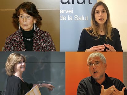 De izquierda a derecha, y de arriba a abajo, Esther Giménez-Salinas, Rosa Romà, Meritxell Borràs y Xevi Xirgo.