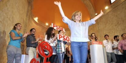 La candidata socialista, Elena Valenciano, este viernes en Salamanca.