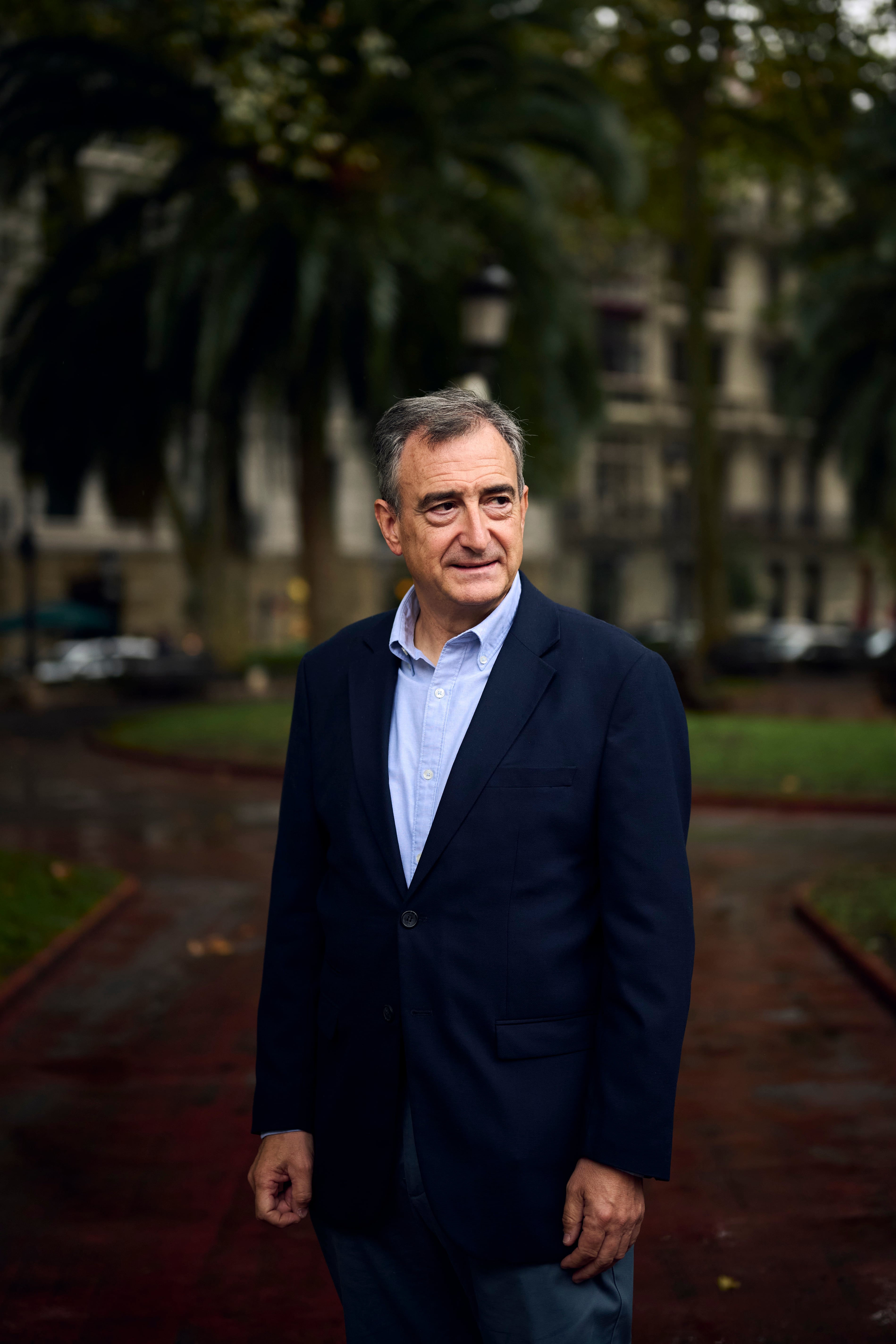 El presidente del PNV, Aitor Estaban, el pasado viernes en el exterior de Sabin Etxea, la sede central del PNV en Bilbao.