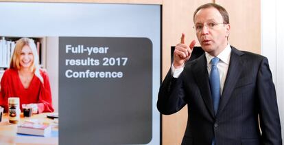 El consejero delegado de Nestlé, Mark Schneider, en la presentación de resultados.