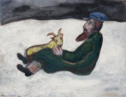 'El viejo y el cabrito' (1930), de Marc Chagall, una de las bellas obras sobre el horizonte que expondrá la Miró.