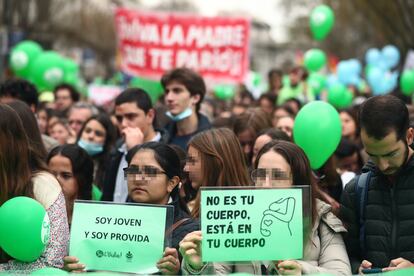 Manifestación contra el derecho al aborto, el pasado mes de marzo en Madrid.
