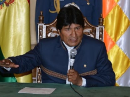 Evo Morales em um discurso em La Paz.