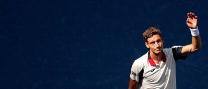 Pablo Carre&ntilde;o celebra su triunfo contra Schwartzman en los cuartos de Nueva York.