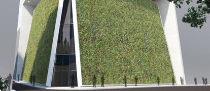 Proyección del Museo de las Artes de la Arquitectura, Diseño y Urbanismo en el paseo del Prado, diseñado por Emilio Ambasz.