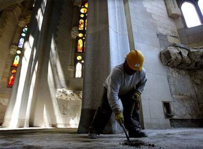 Trabajos de construcción en la Sagrada Familia.