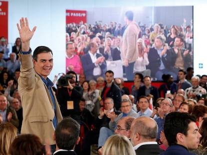 Pedro Sánchez, en un mitin del PSOE.