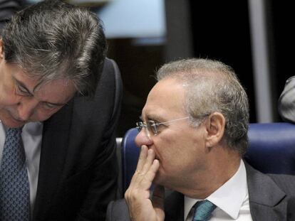 Eun&iacute;cio e Renan no Senado.