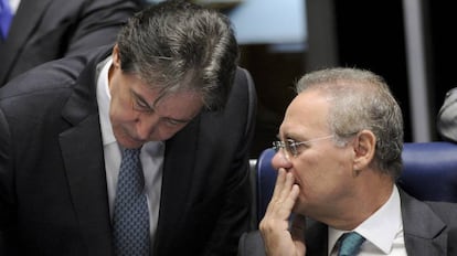 Eun&iacute;cio e Renan no Senado.