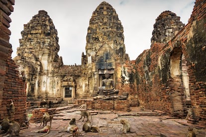El Prang Sam Yot, en Lopburi, es conocido por la presencia de monos.