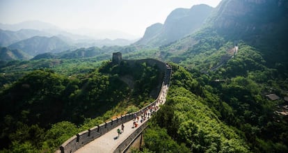 Panorámica de la Gran Muralla China durante la celebración del Great Wall Marathon.