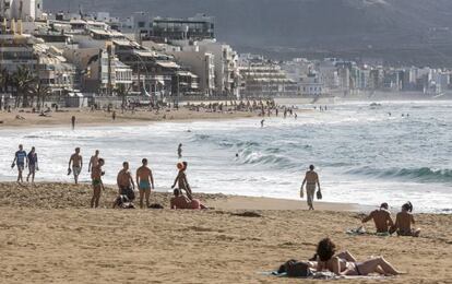 Playa de Las Canteras, en la capital grancanaria.