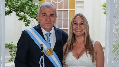El exmandatario de la provincia argentina de Jujuy, Gerardo Morales y su esposa Tulia Snopek.