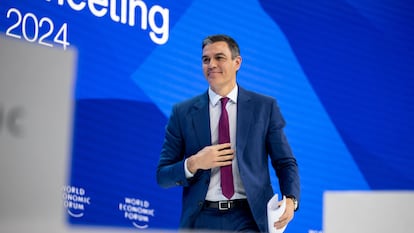 Pedro Sánchez, tras su intervención en la cumbre de Davos de 2024.