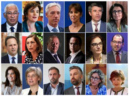 António Costa y los 17 ministros de su nuevo Gobierno, que será por vez primera paritario.