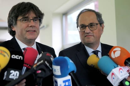 El president Quim Torra i l'expresident Carles Puigdemont.