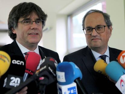  El president Quim Torra i l'expresident Carles Puigdemont. 