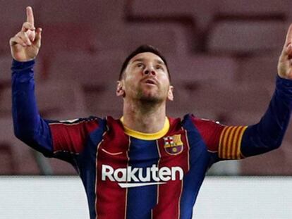 Messi celebra su gol durante el partido del pasada domingo frente al Athletic de Bilbao.