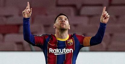 Messi celebra su gol durante el partido del pasada domingo frente al Athletic de Bilbao.