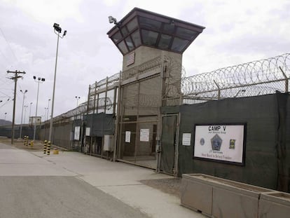 La entrada, en 2014, de uno de los campos de detención en Guantánamo