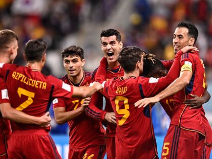 Álvaro Morata celebra el gol anotado ante Japón en el Mundial de Qatar, el pasado 1 de diciembre de 2022.