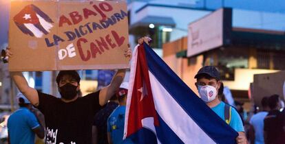 Protesta de cubanos residentes en República Dominicana.