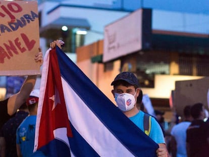 Protesta de cubanos residentes en República Dominicana.