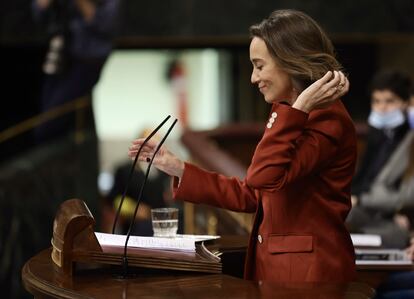 La coordinadora general del PP, Cuca Gamarra, el miércoles en el Congreso de los Diputados.