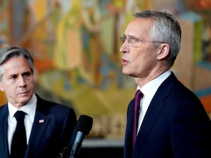 El secretario de Estado norteamericano, Antony Blinken, y el secretario general de la OTAN, Jens Stoltenberg, en Oslo