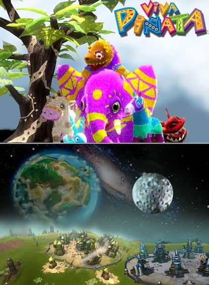 Arriba, el juego <i>Viva Piñata.</i> Abajo, <i>Spore.</i>