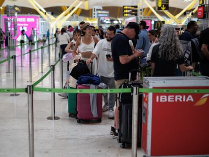 Un mostrador de Iberia en el aeropuerto Madrid Barajas.