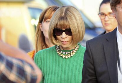 A editora da 'Vogue', Anna Wintour, chegando em Veneza na sexta-feira.