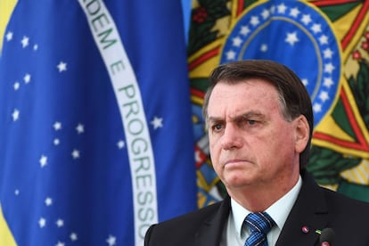 Presidente Jair Bolsonaro em evento no Palácio do Planalto no início de fevereiro.